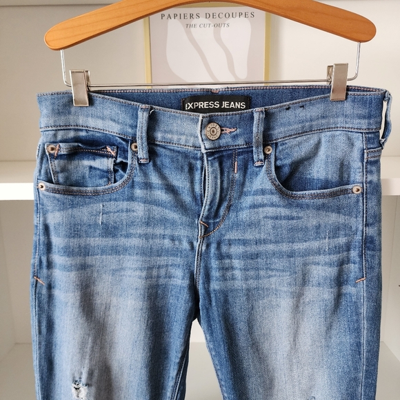 Express Distressed Blue Midrise Cropped Jeggings Size S - Picture 5 of 8